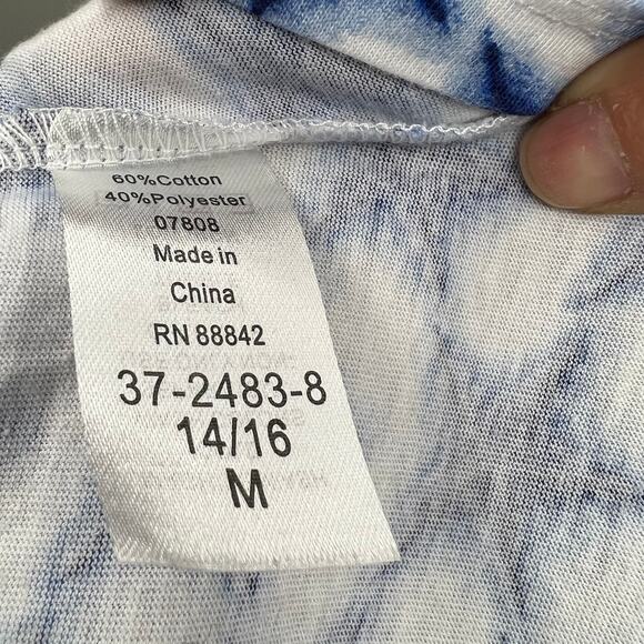 WOMAN WITHIN Women's Stars Tank Top Scoop Neck Pullover White Blue Size Medium - Picture 5 of 6